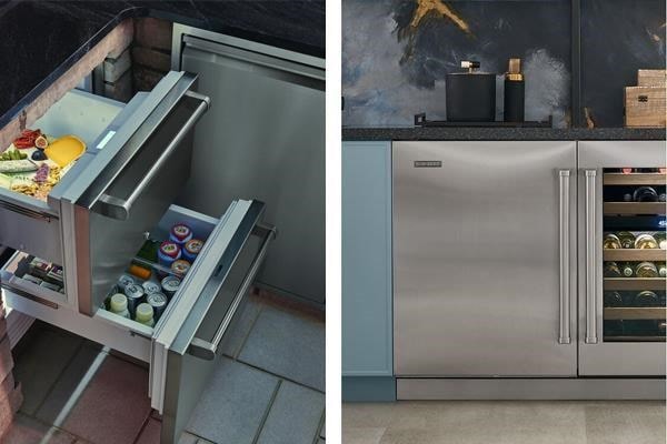 Close-up of a Sub-Zero ice maker producing clear ice after repair