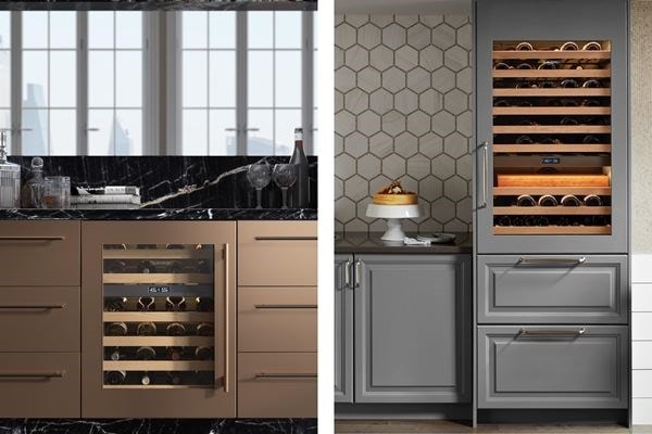 A sophisticated Sub-Zero wine cooler being serviced in Los Altos